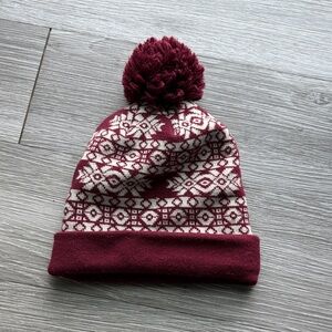 Trillium Burgundy and White Pom-Pom Hat